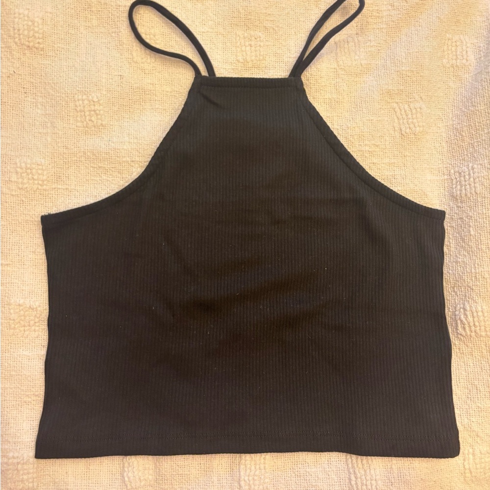 Black Ribbed Halter Top